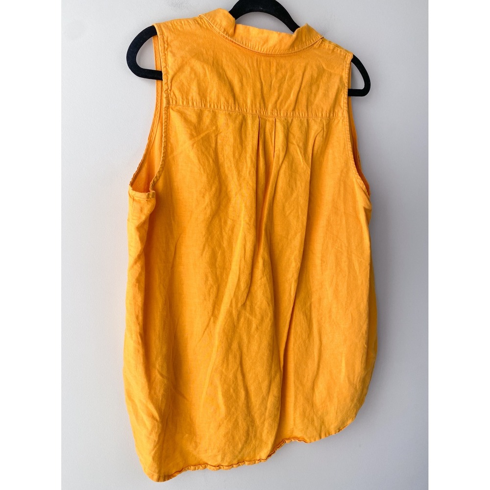 J Crew Women Linen Cotton Sleeveless Popover Top XL Orange Coastal Preppy Bright - Picture 5 of 10